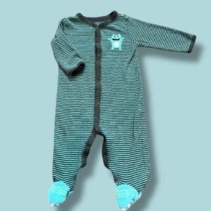 Carter's Black and Blue Striped Footie